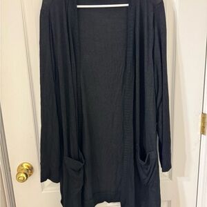 Black Open Front Cardigan Sweater